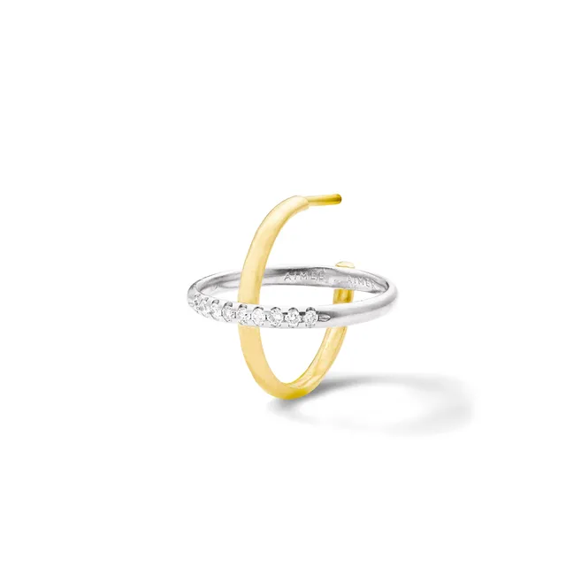 Aimée Aimer Sunset créole or jaune blanc ligne diamants unité