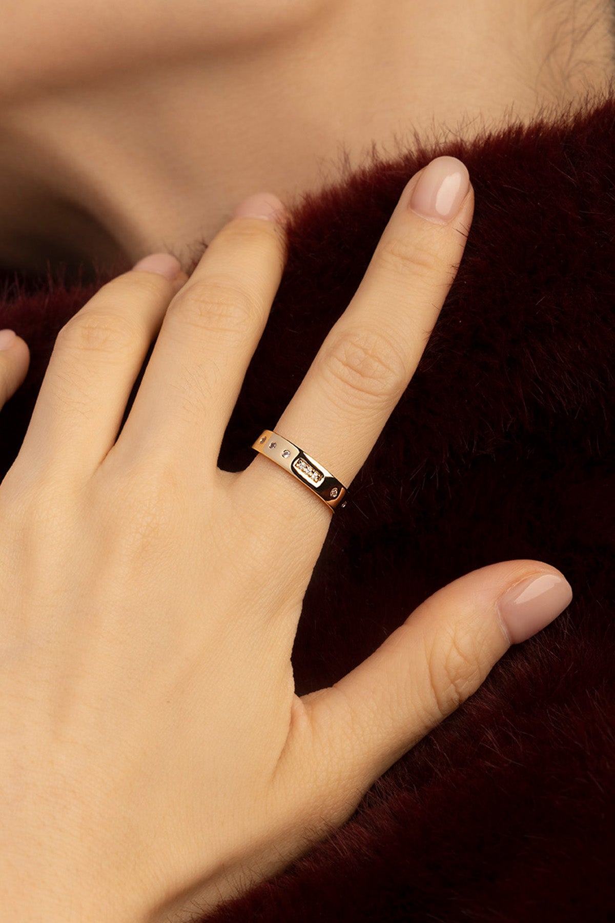 APM Monaco Morse Code LOVE bague anneau doré zirconias taille 52