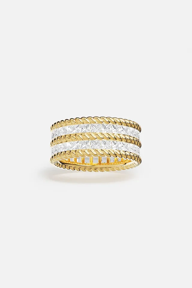 APM Monaco Yacht Club Cordage bague or jaune taille 52 pavé