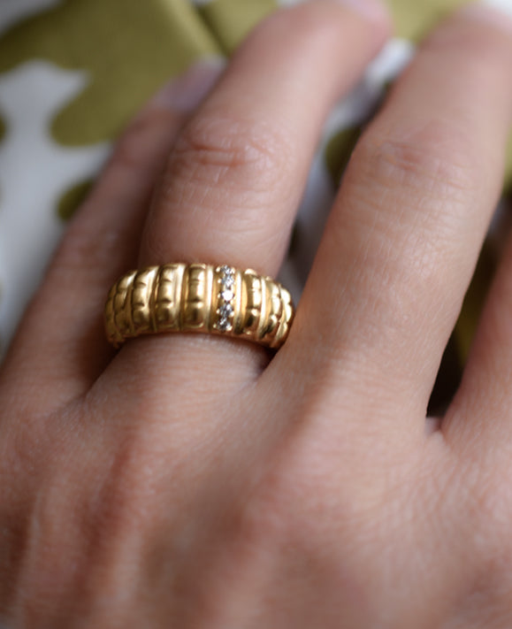 Aimée Aimer Lignes F. bague or jaune saphir diamant taille 52