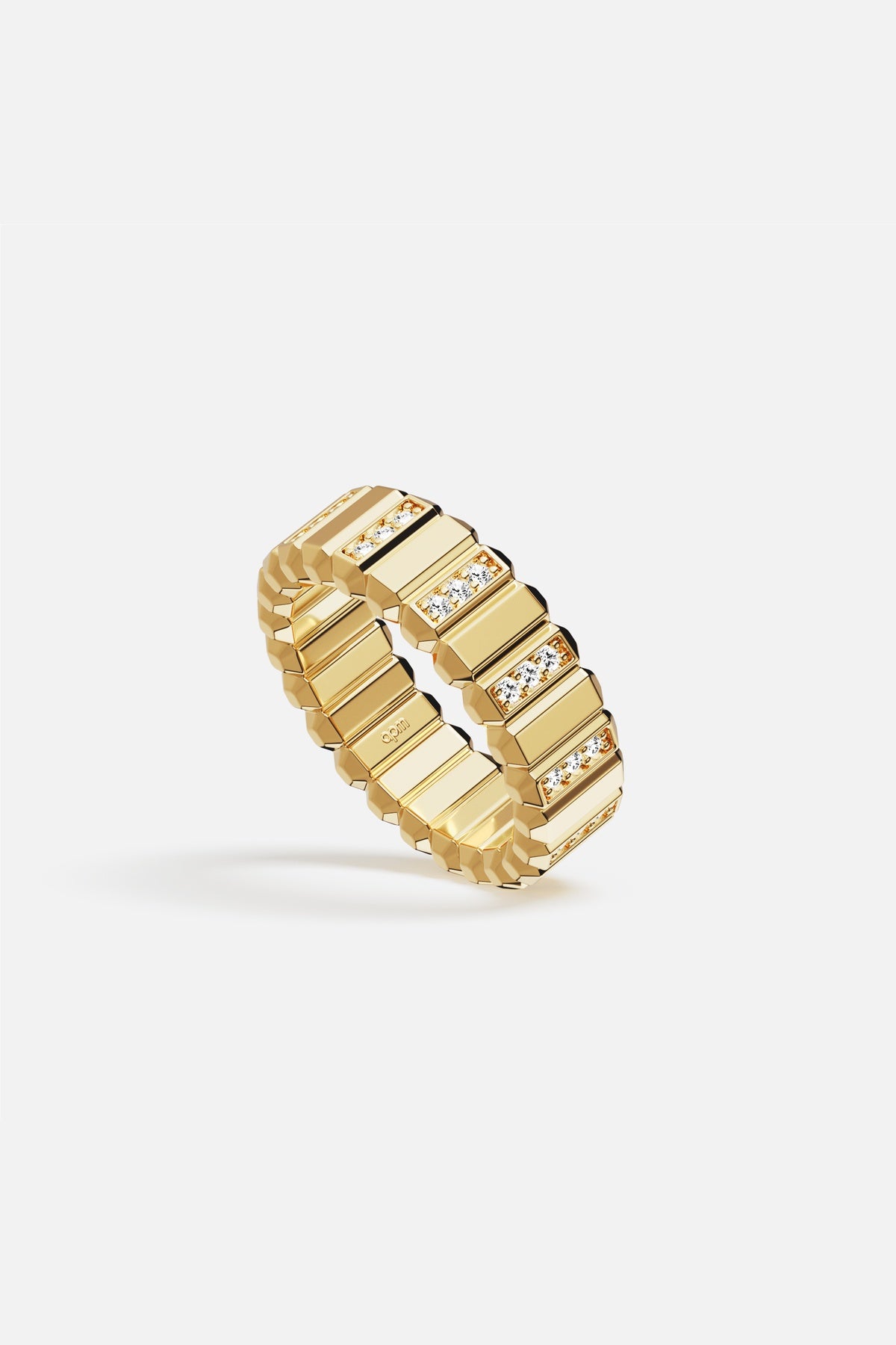 APM Monaco Automne Graphique bague or jaune large zircon