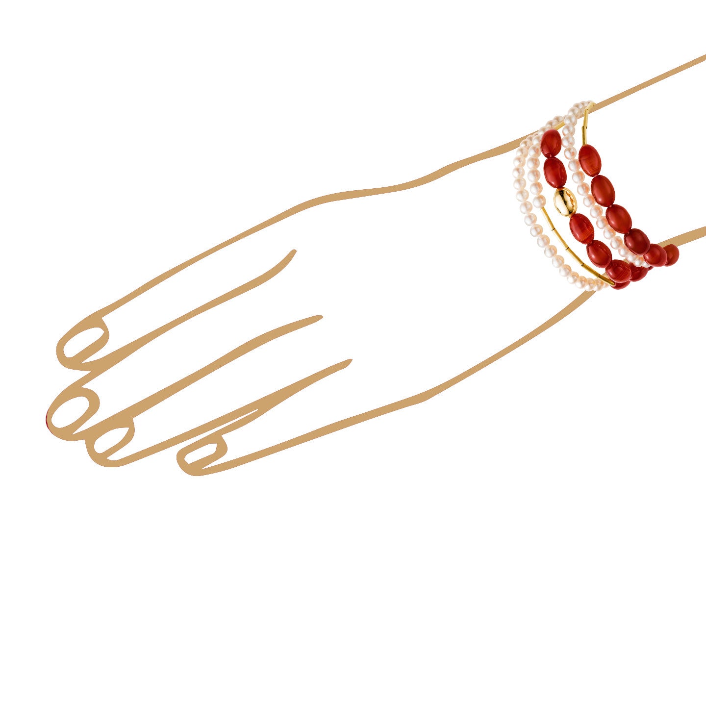 Aimée Aimer Tiare sautoir or jaune perles 80 cm