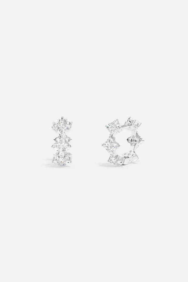 APM Monaco Lumière Éclat boucles d'oreilles créoles blanches zircon