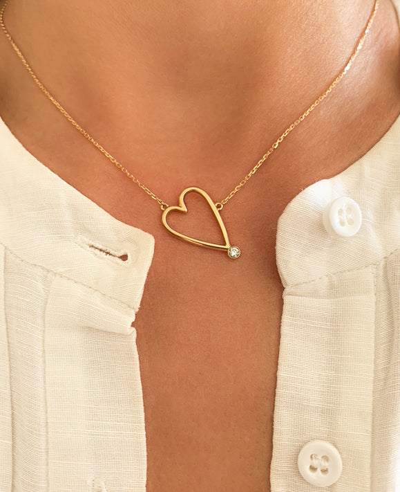 Aimée Aimer Crush collier coeur or jaune diamant