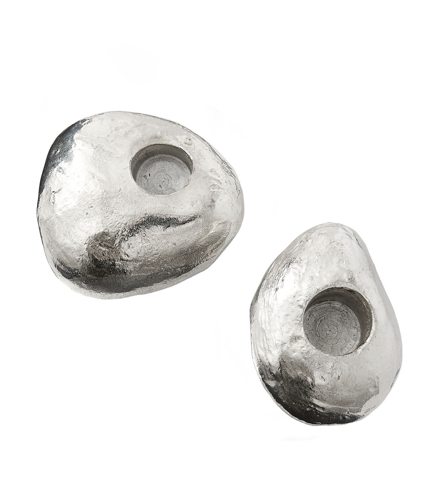 Alighieri Floating Pebble bougeoirs argentés galet