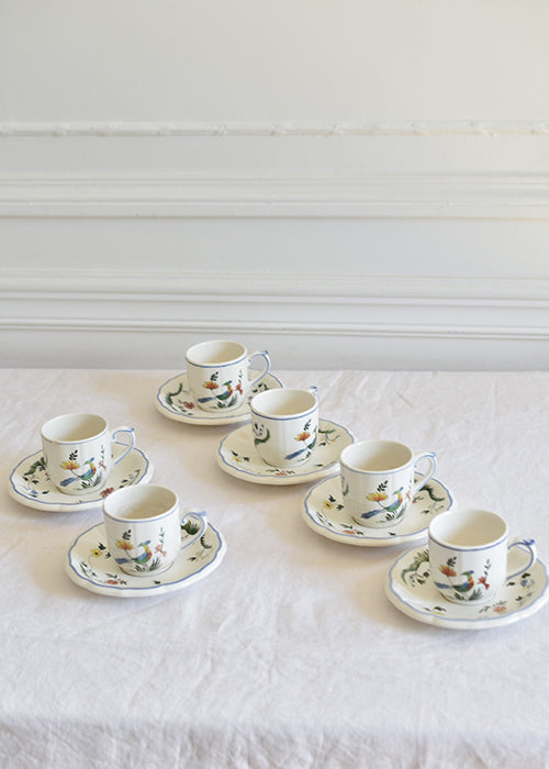 Aimée Aimer Oiseau de Gien Tasses à Café Faïence Lot 6 +1