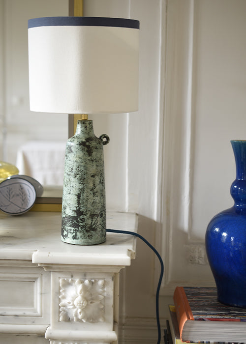 Aimée Aimer Luminaires Lampe Turquoise Blin céramique 41 cm