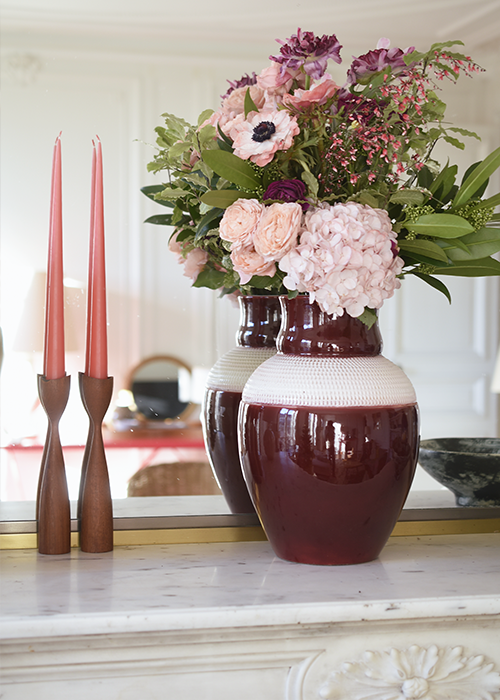Aimée Aimer Vase Cassis Pol Chambost vase faïence rouge 33 cm