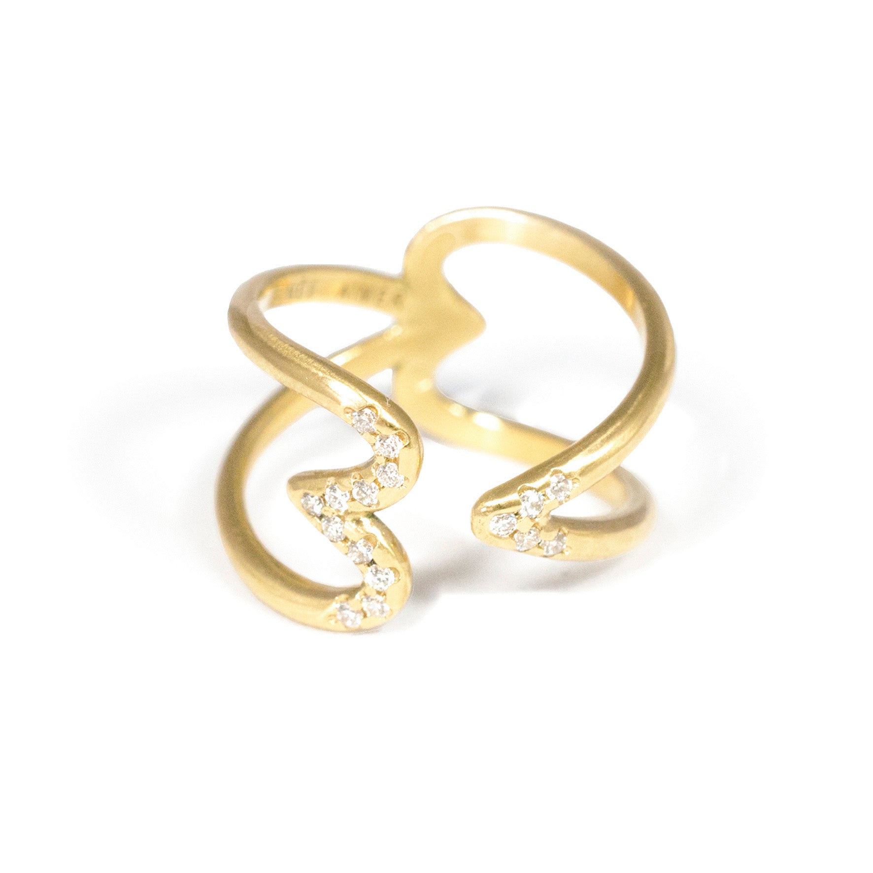 Aimée Aimer Crush bague cœurs or jaune diamants taille 50 0,19 ct
