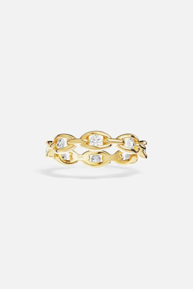 APM Monaco Soleil Enchaîné bague plaqué or jaune zircons