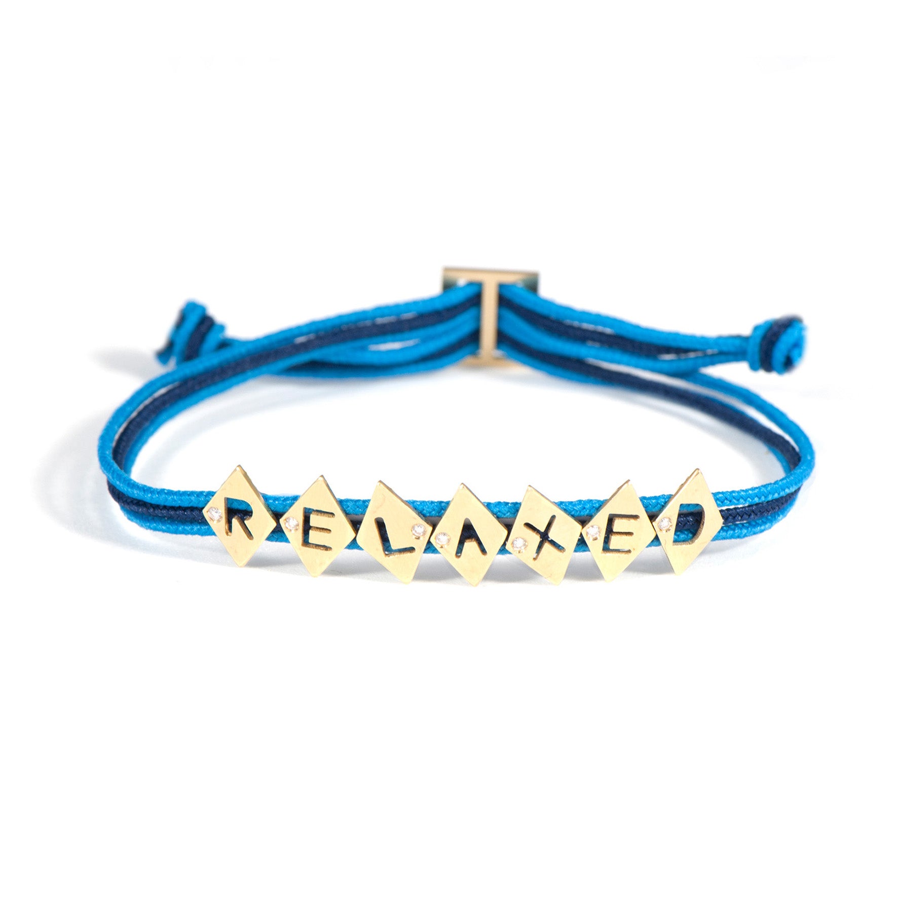 Aimée Aimer Alphabet bracelet 7 lettres or jaune diamant bleu