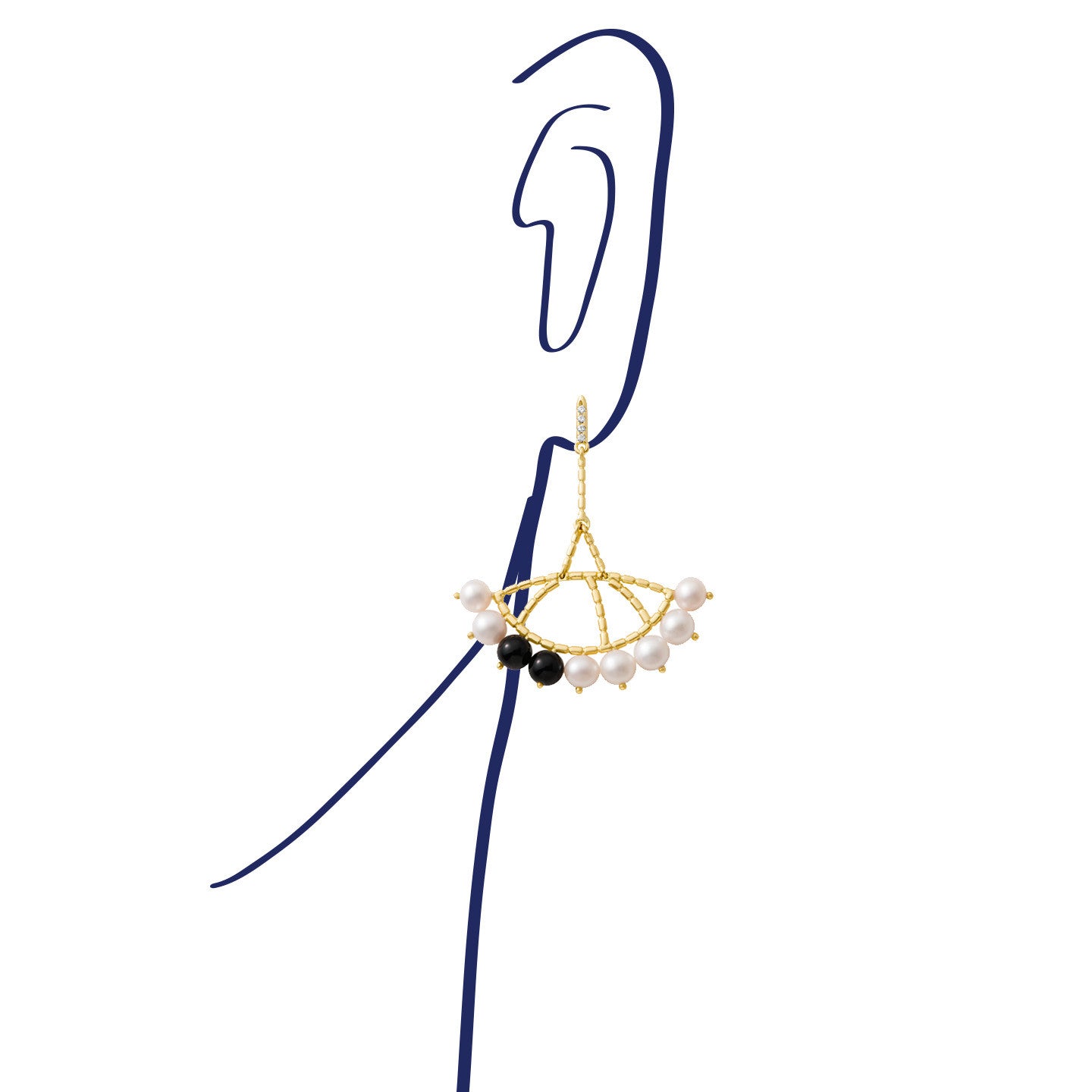 Aimée Aimer Constellation boucles oreilles or perles onyx paire
