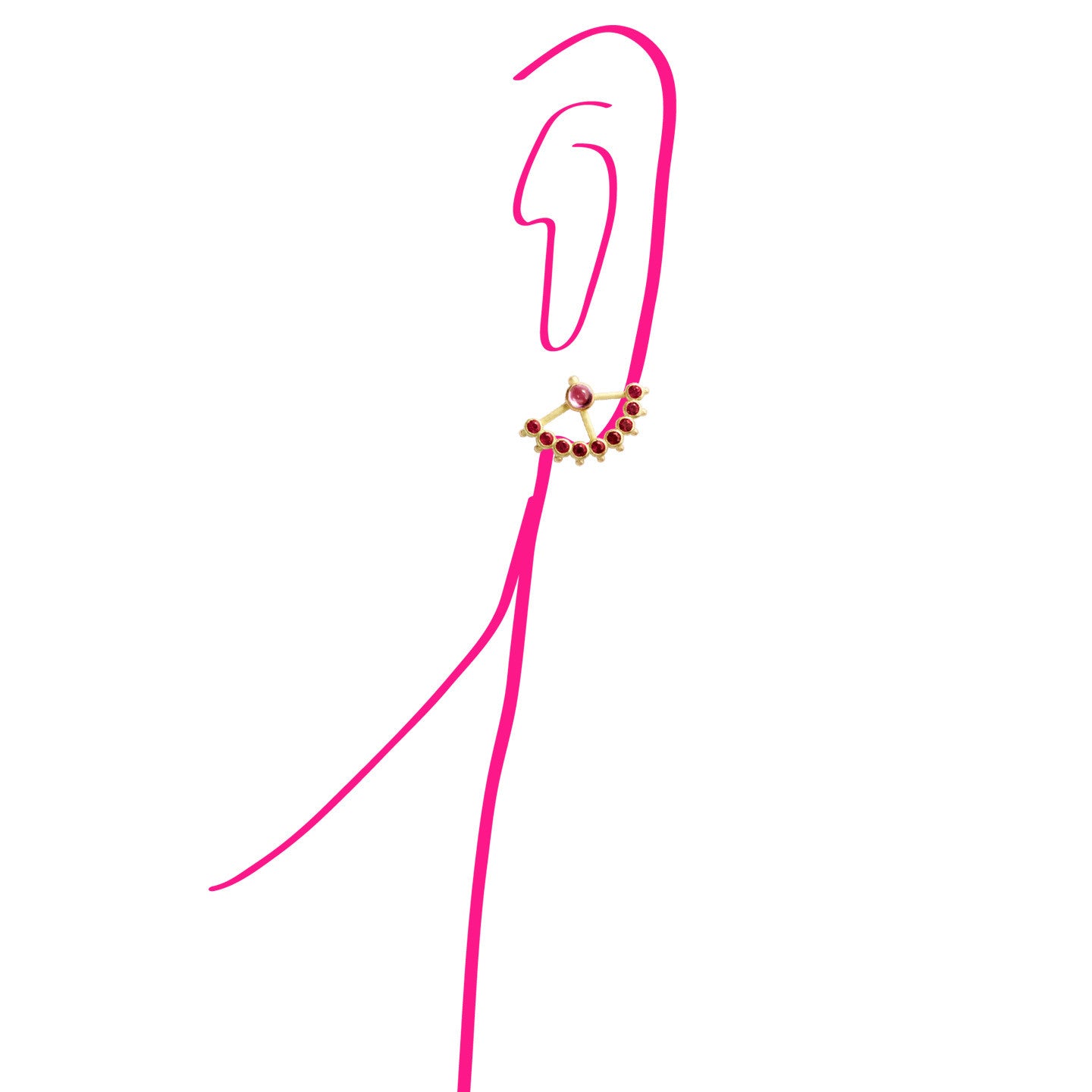 Aimée Aimer Beija-flor boucles d'oreilles or jaune paire rubis