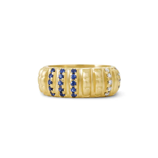 Aimée Aimer Lignes F. bague or jaune saphirs diamants