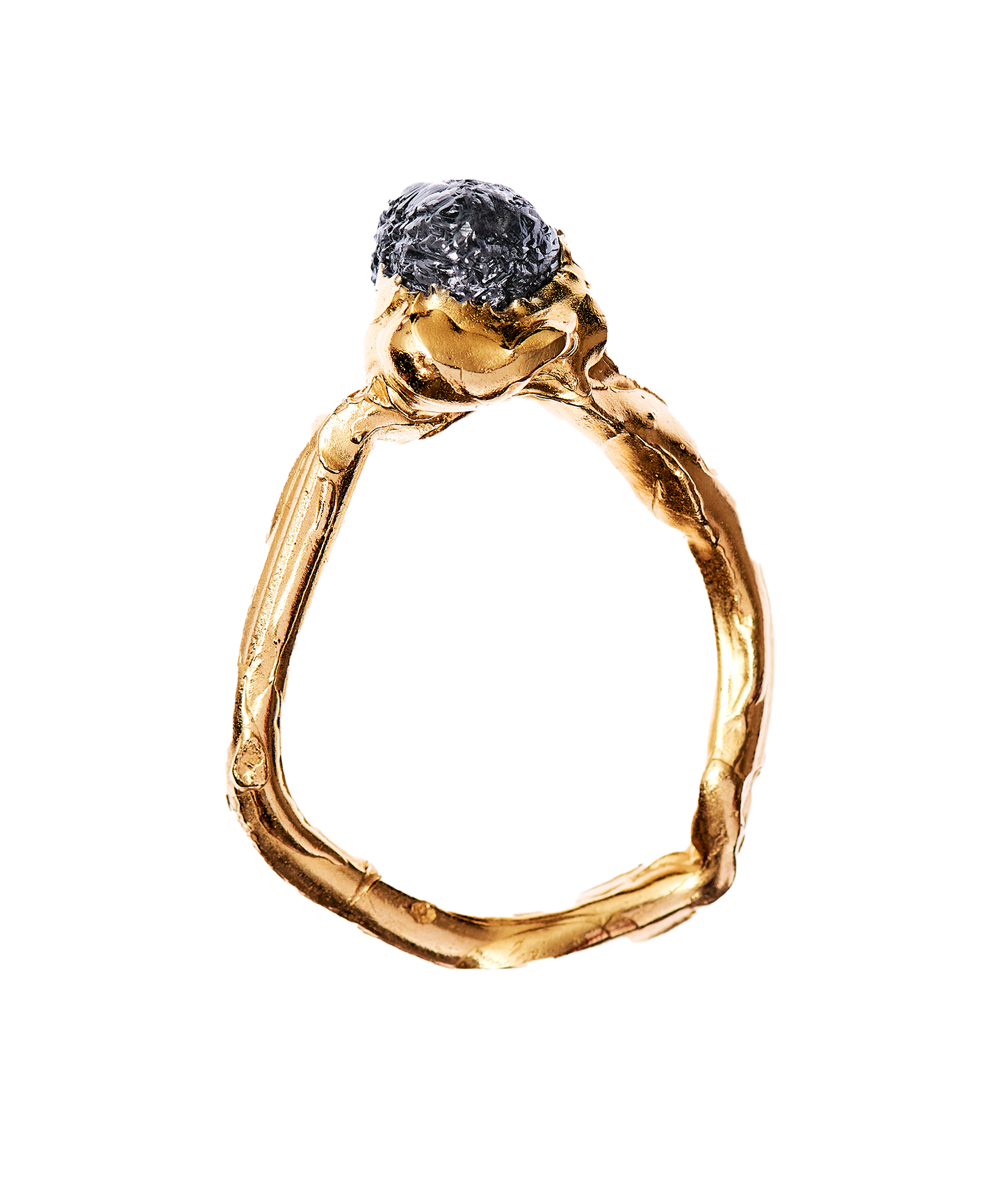 Alighieri Rocky Road bague or diamant texturée