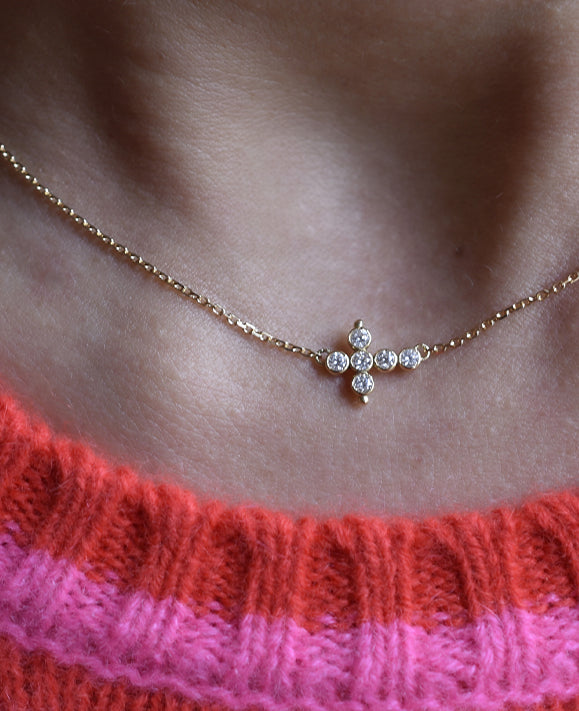 Aimée Aimer Petit AA collier or jaune diamants 43 cm