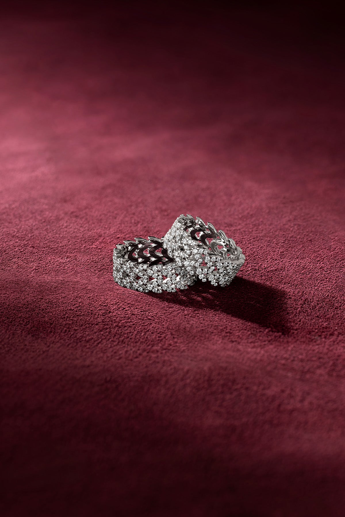 APM Monaco Automne Couture bague double pavée blanche