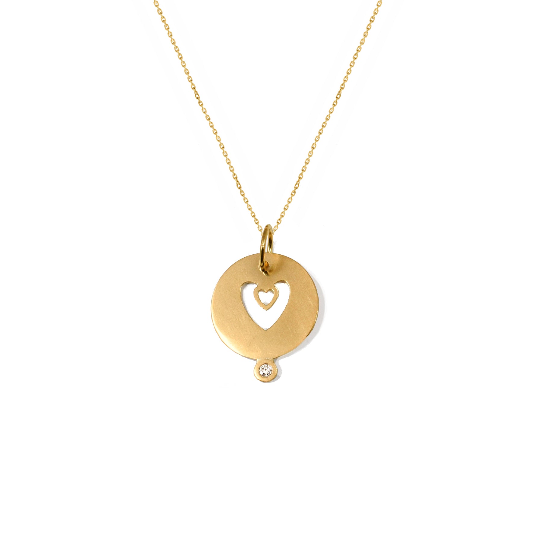 Aimée Aimer Mon Coeur médaille or jaune diamant 14 mm