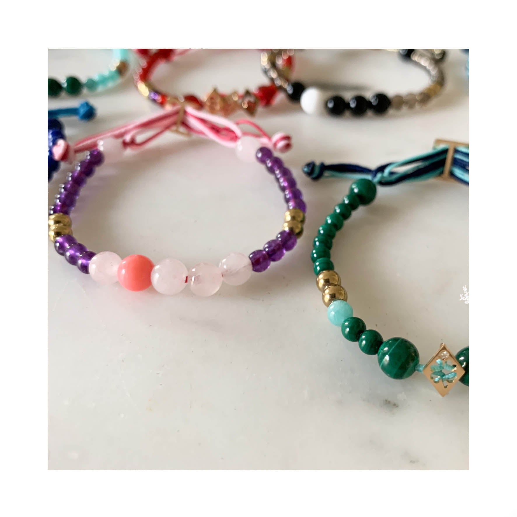 Aimée Aimer Aloha bracelet perlé quartz rose taille unique