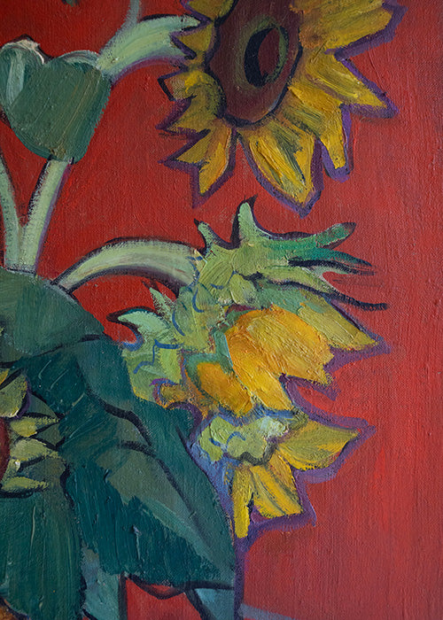 Aimée Aimer Œuvres huile sur toile Marchou tournesols 65x54