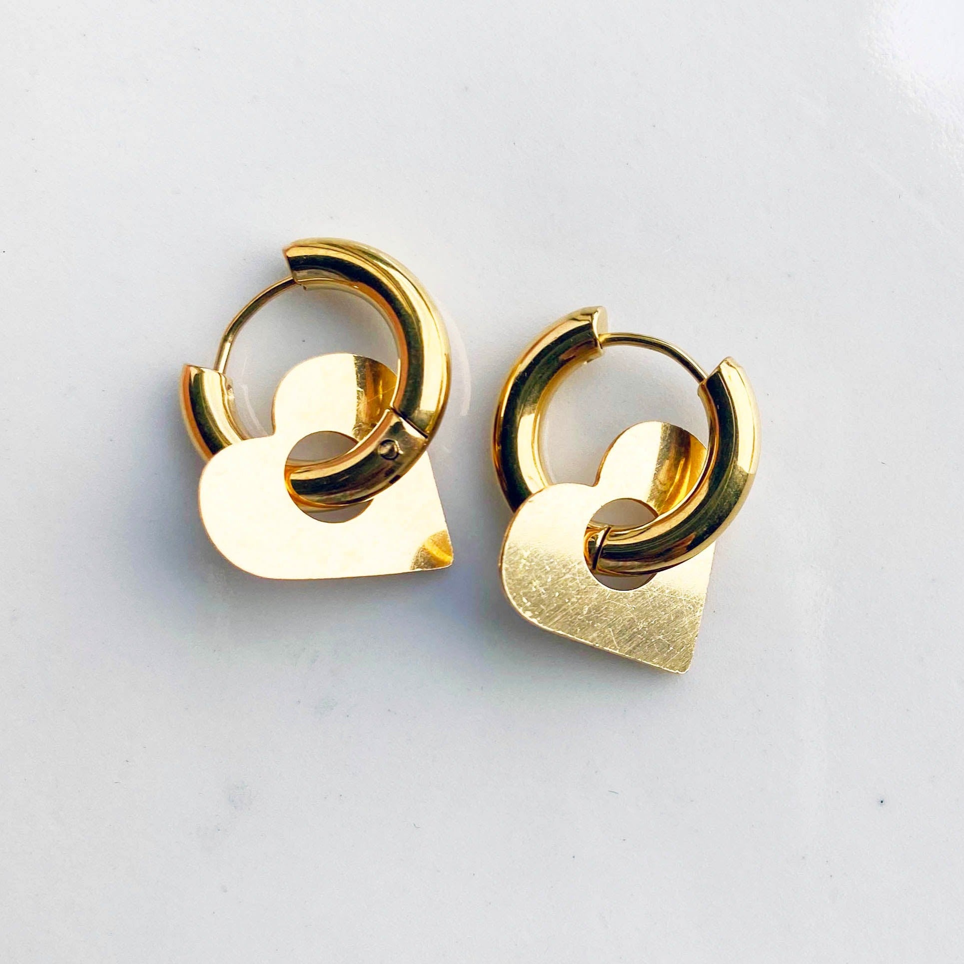 Adorabili Heavy Hoops x Pampilles créoles acier Stars 12 mm doré