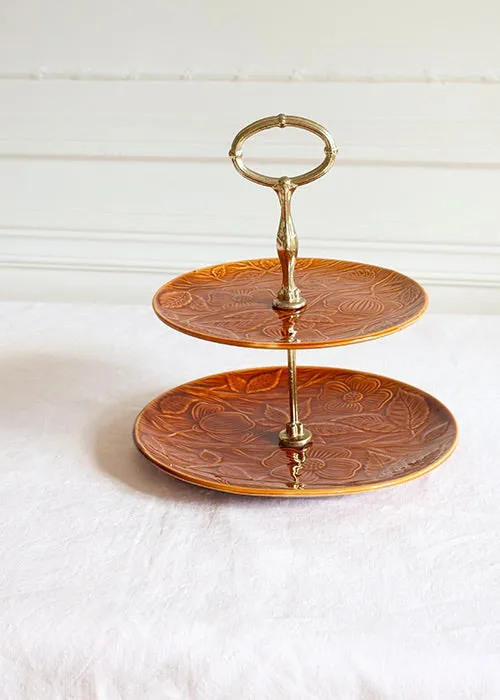 Aimée Aimer plat à gourmands Caramel faïence 2 étages