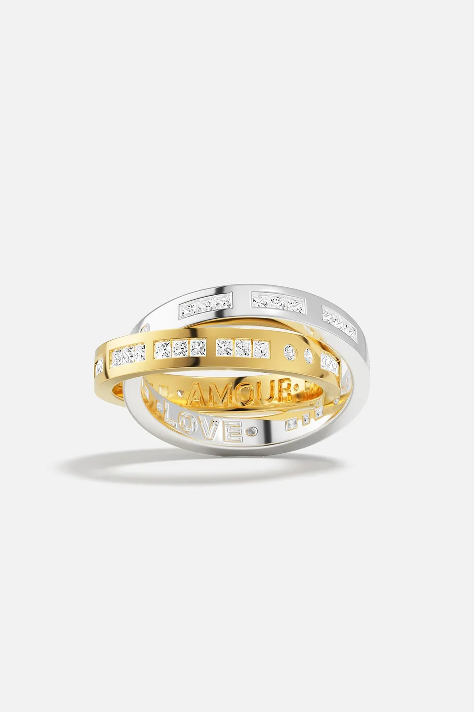 APM Monaco Morse Code Amour Love Bague Bicolore 52 Zircons
