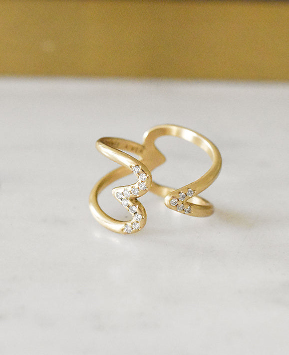 Aimée Aimer Crush bague cœurs or jaune diamants taille 50 0,19 ct