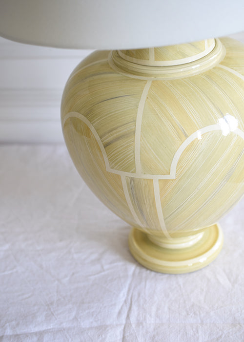 Jean Roger Hydra lampe faïence jaune paille 45 cm