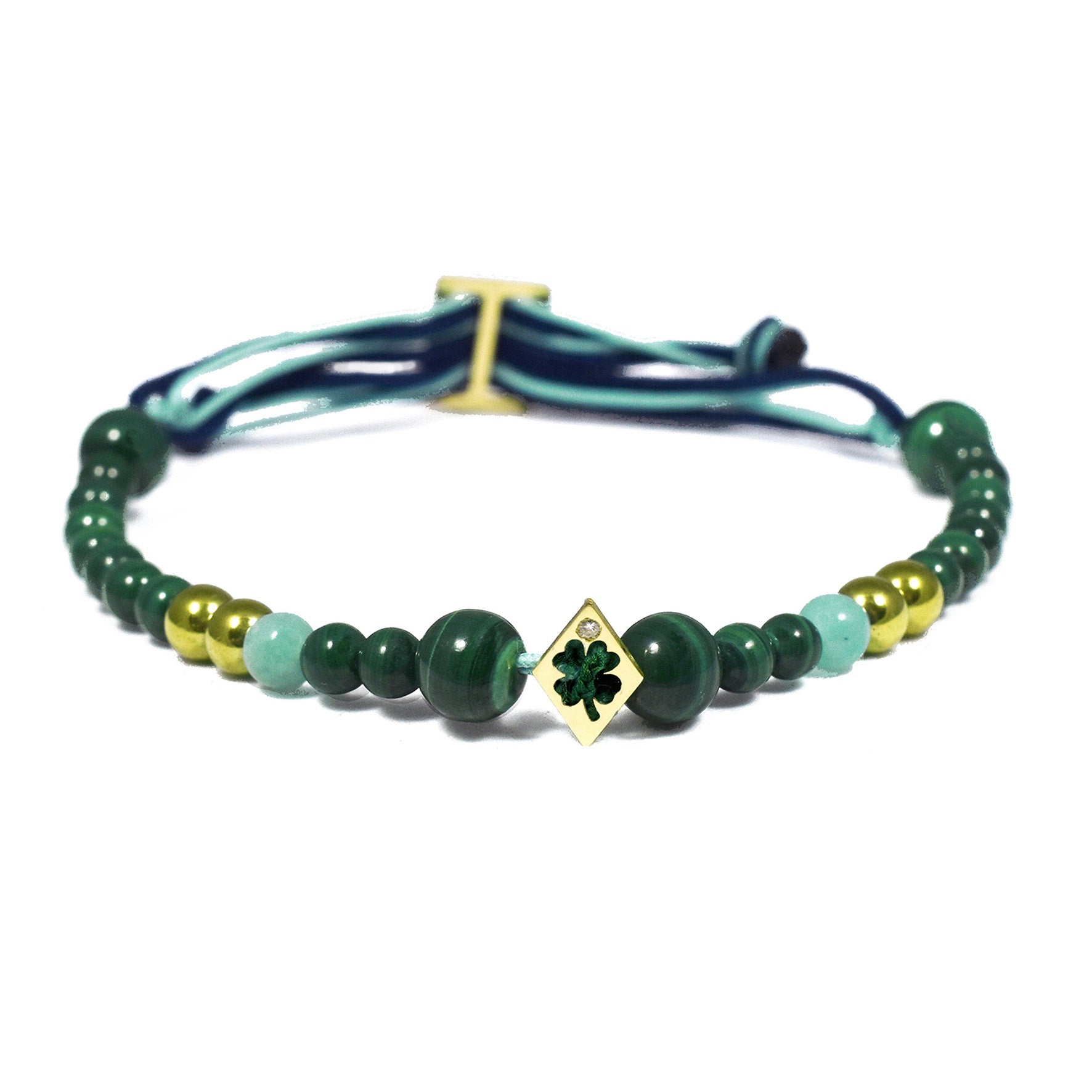 Aimée Aimer Alphabet Aloha bracelet or jaune diamant malachite