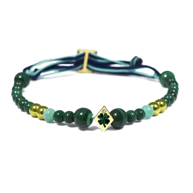 Aimée Aimer Alphabet Aloha bracelet or jaune diamant malachite