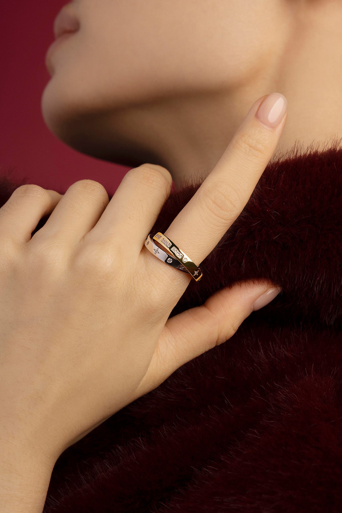 APM Monaco Morse Code Amour Love Bague Bicolore 52 Zircons