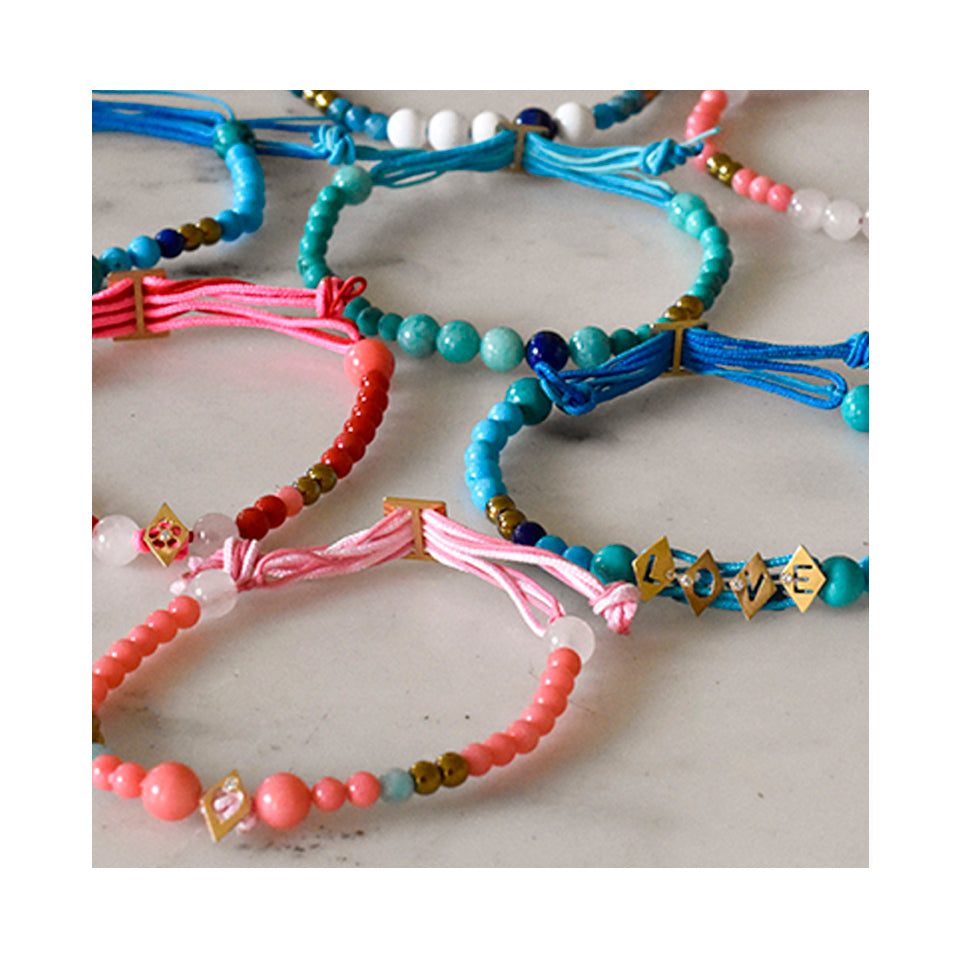 Aimée Aimer Aloha bracelet lettres or jaune diamant 6 lettres
