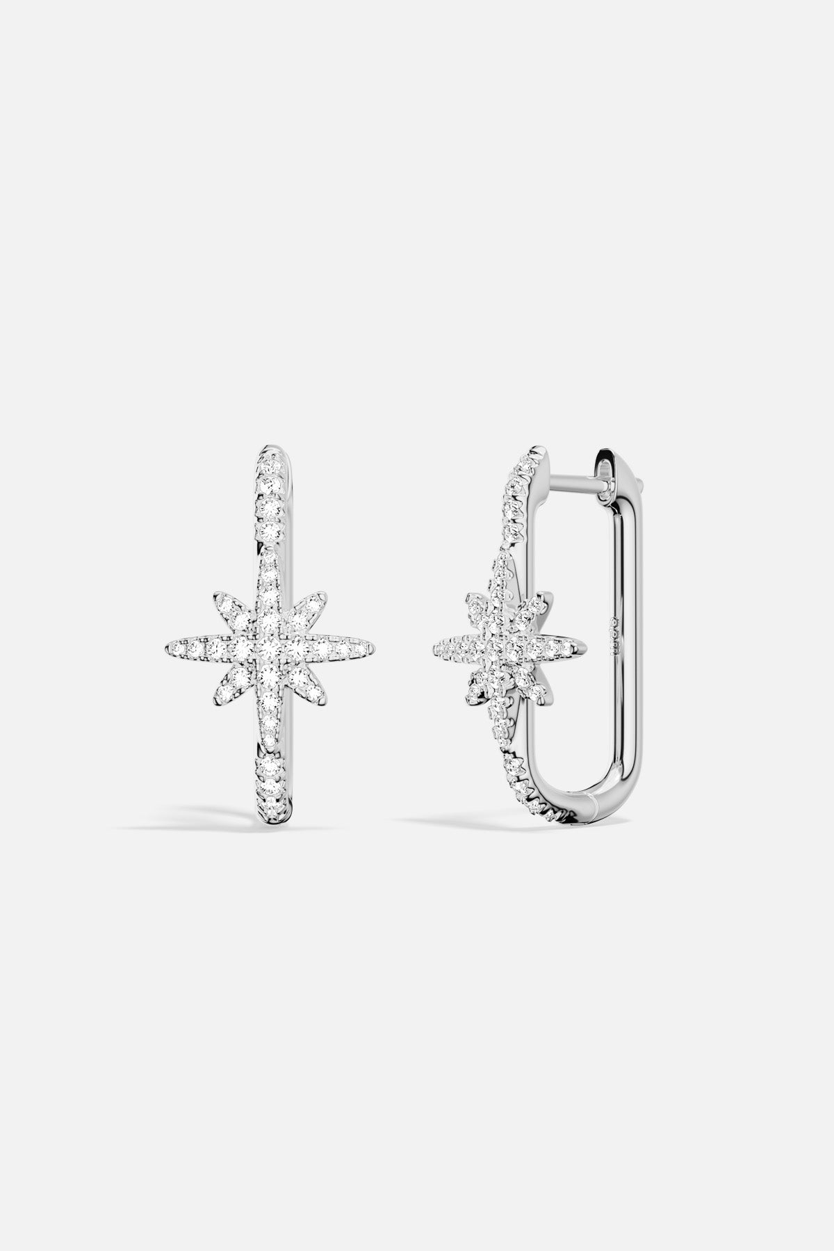 APM Monaco Météorites boucles d'oreilles créoles blanches zircon