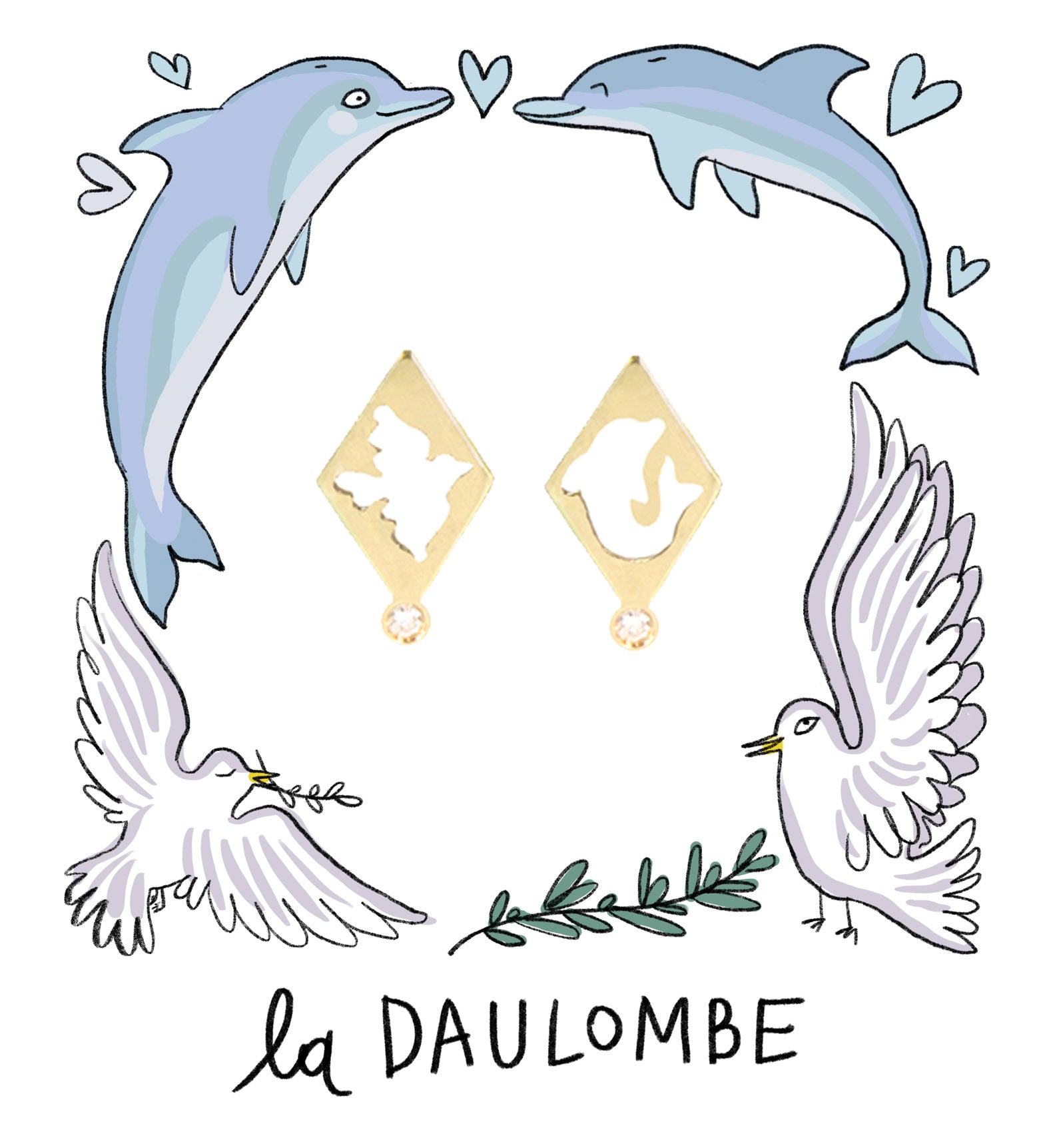 Aimée Aimer Colombe boucle oreille or jaune diamant