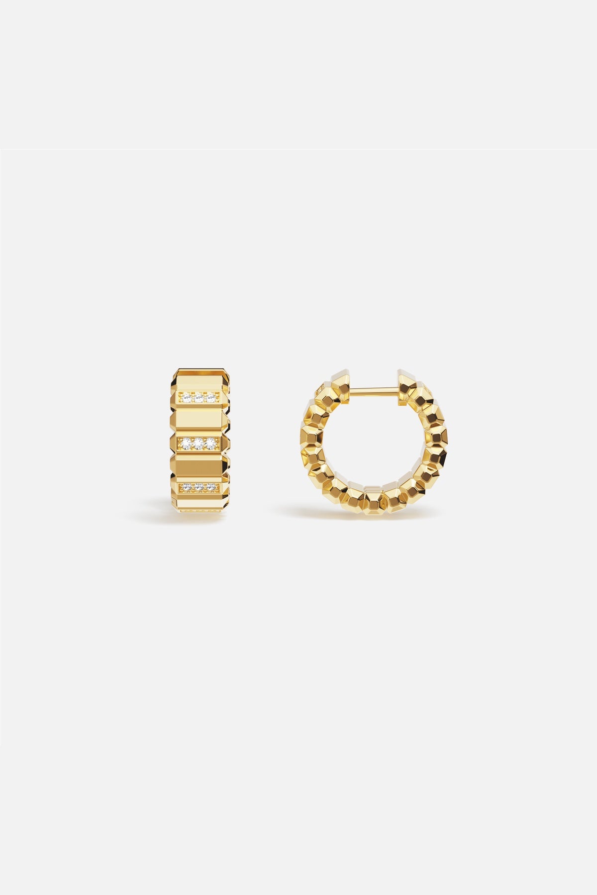 APM Monaco Automne Graphique Boucles Or Zircons 17 mm