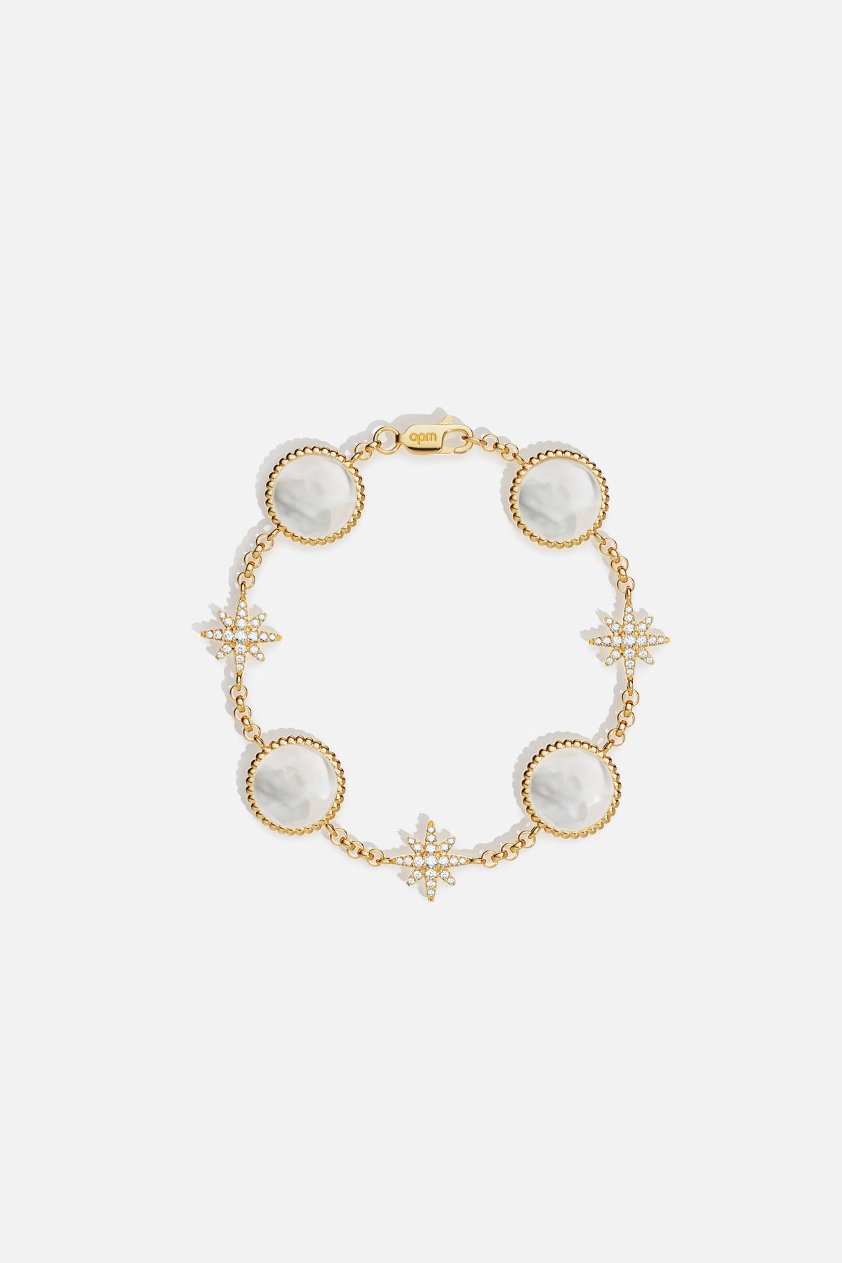 APM Monaco Valentine bracelet nacre doré zircon taille M