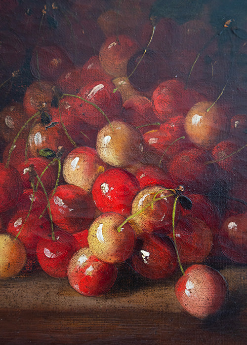 Aimée Aimer Brunel de Neuville huile sur toile cerises 37,5 cm