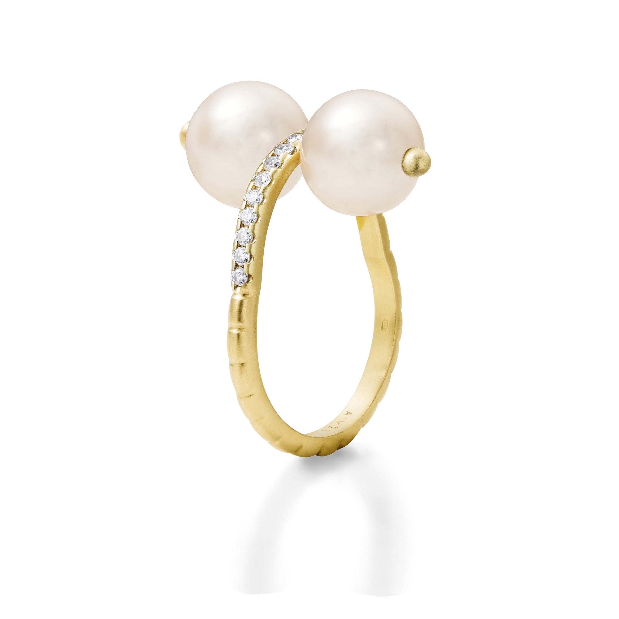 Aimée Aimer Chance bague or jaune perles diamants taille 54