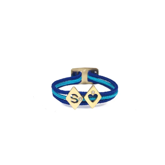 Aimée Aimer Alphabet bague 2 lettres or jaune diamant