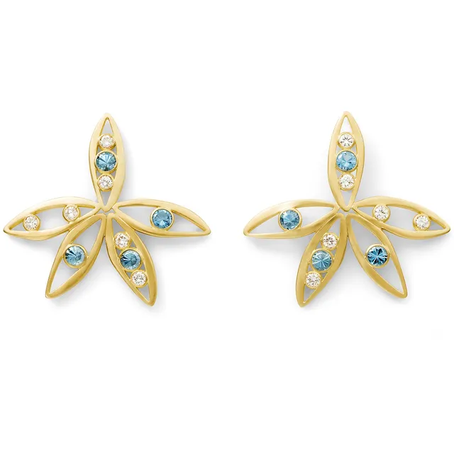 Aimée Aimer Bel Aloha boucles d'oreilles or jaune paire aigue-marine