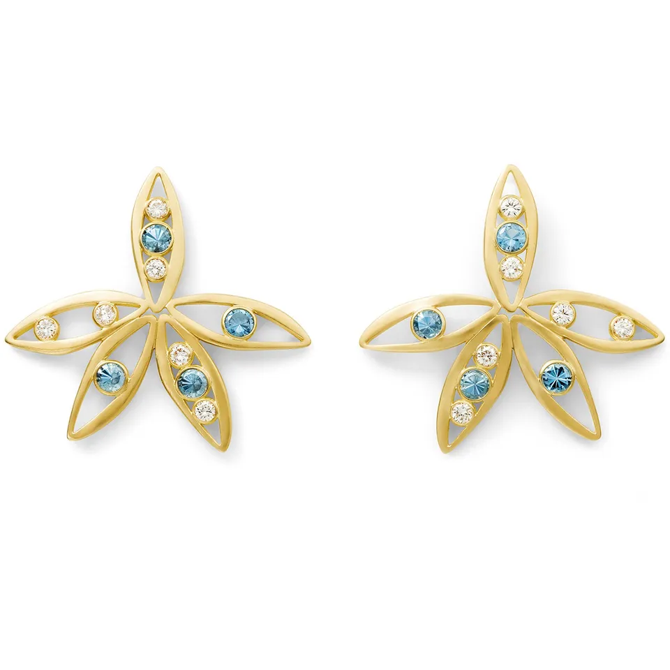 Aimée Aimer Bel Aloha boucles d'oreilles or jaune paire aigue-marine
