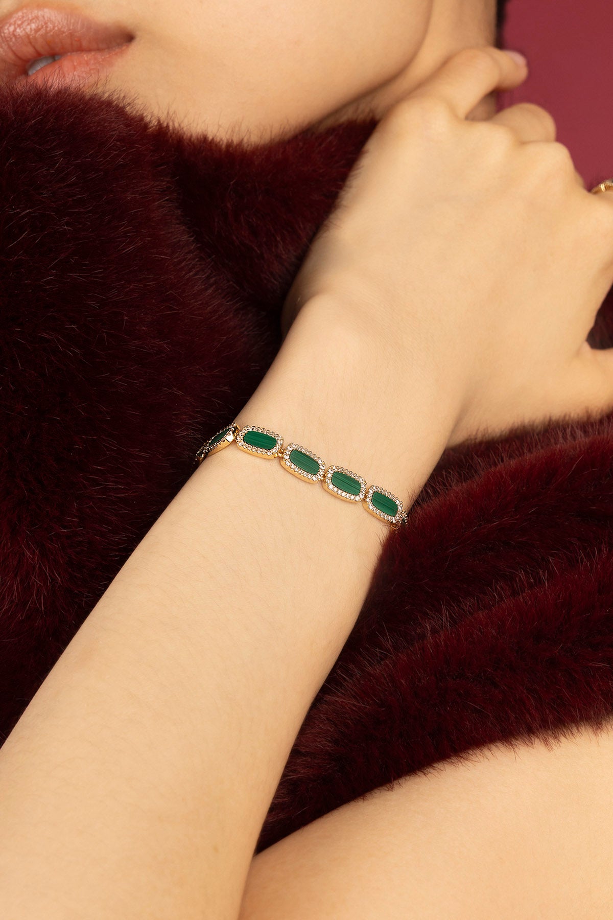 APM Monaco Méditerranée Nice Bracelet malachite doré