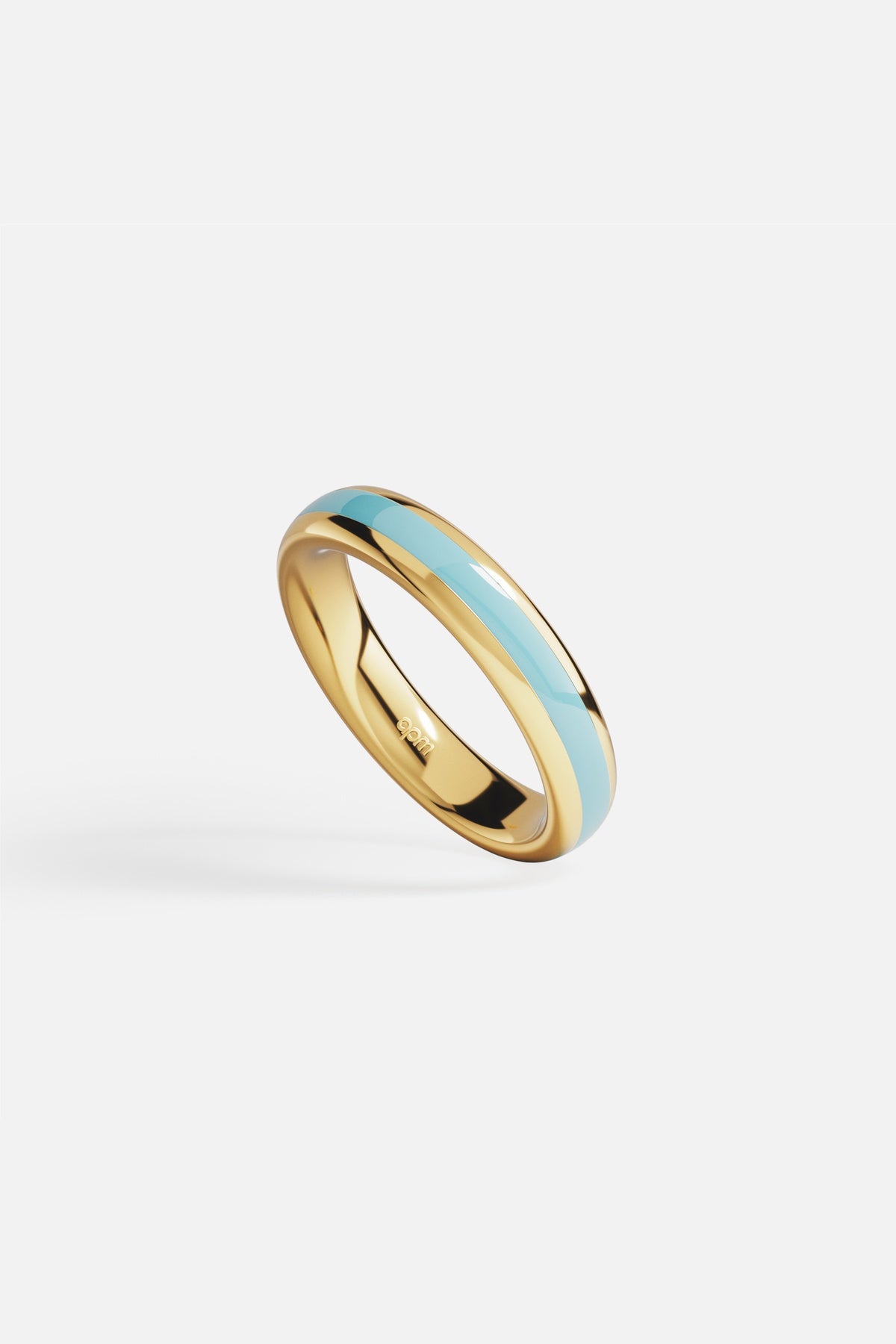 APM Monaco Croisette Riviera bague or jaune émail bleu 52