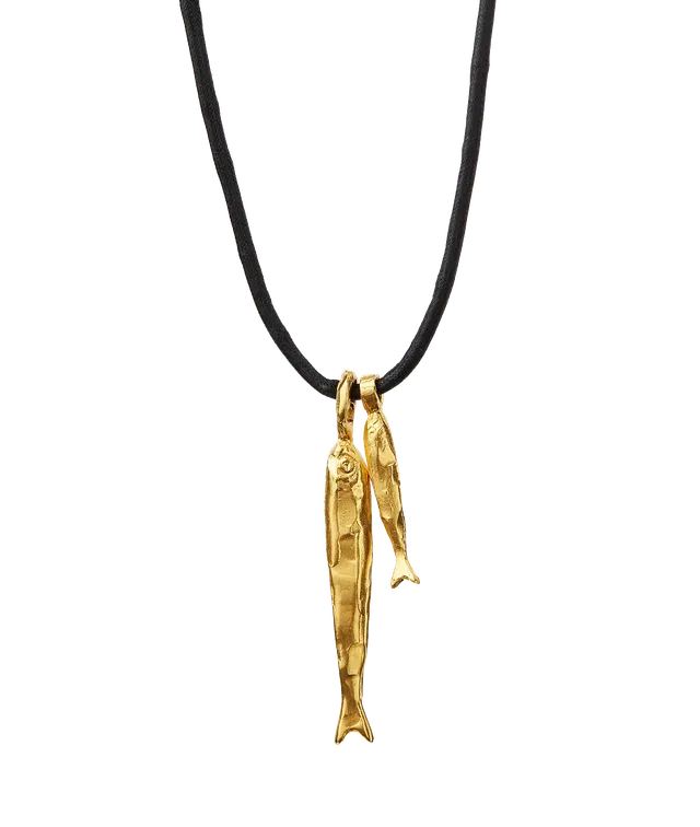 Alighieri Gone Fishing collier cordon poissons plaqué or