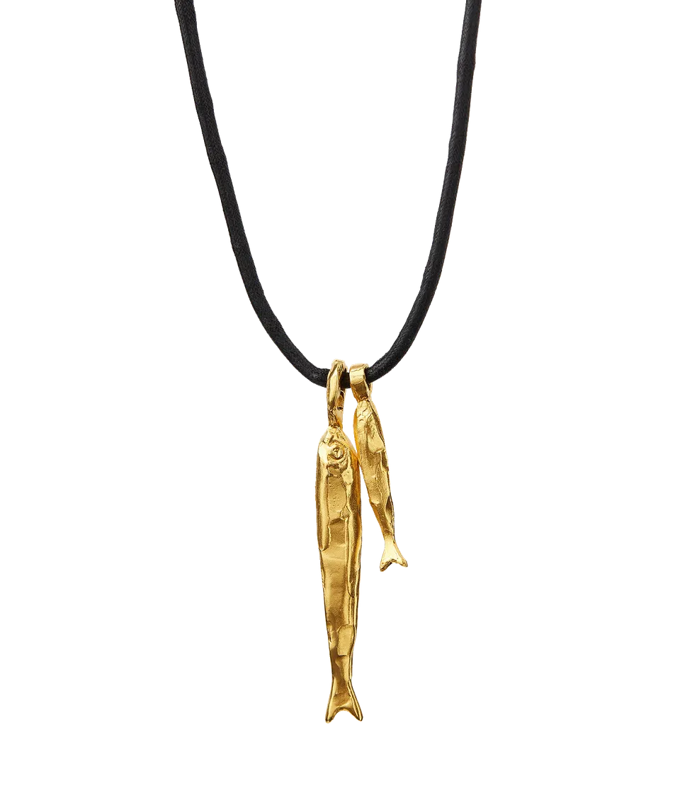 Alighieri Gone Fishing collier cordon poissons plaqué or