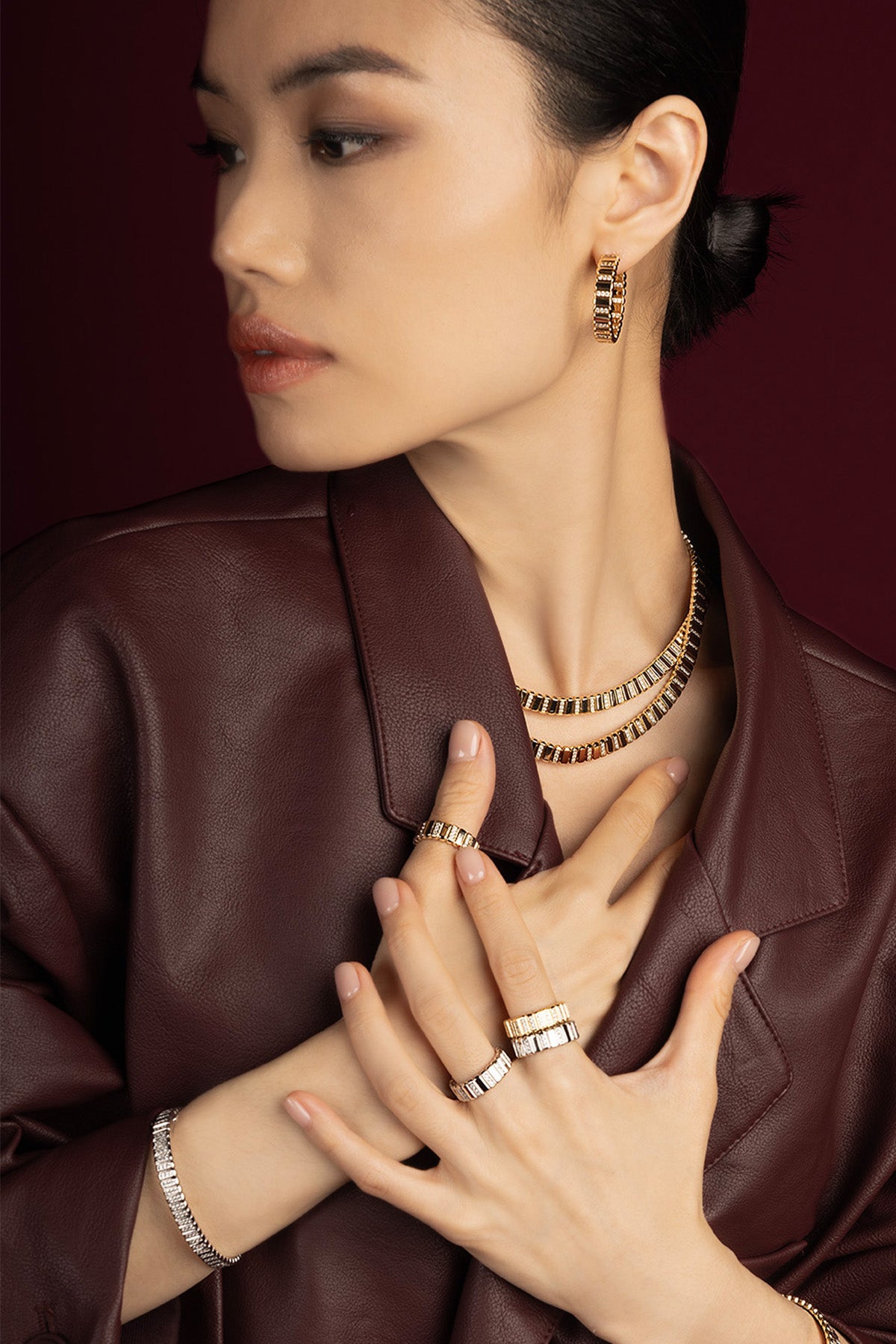 APM Monaco Automne Graphique boucles d'oreilles dorées