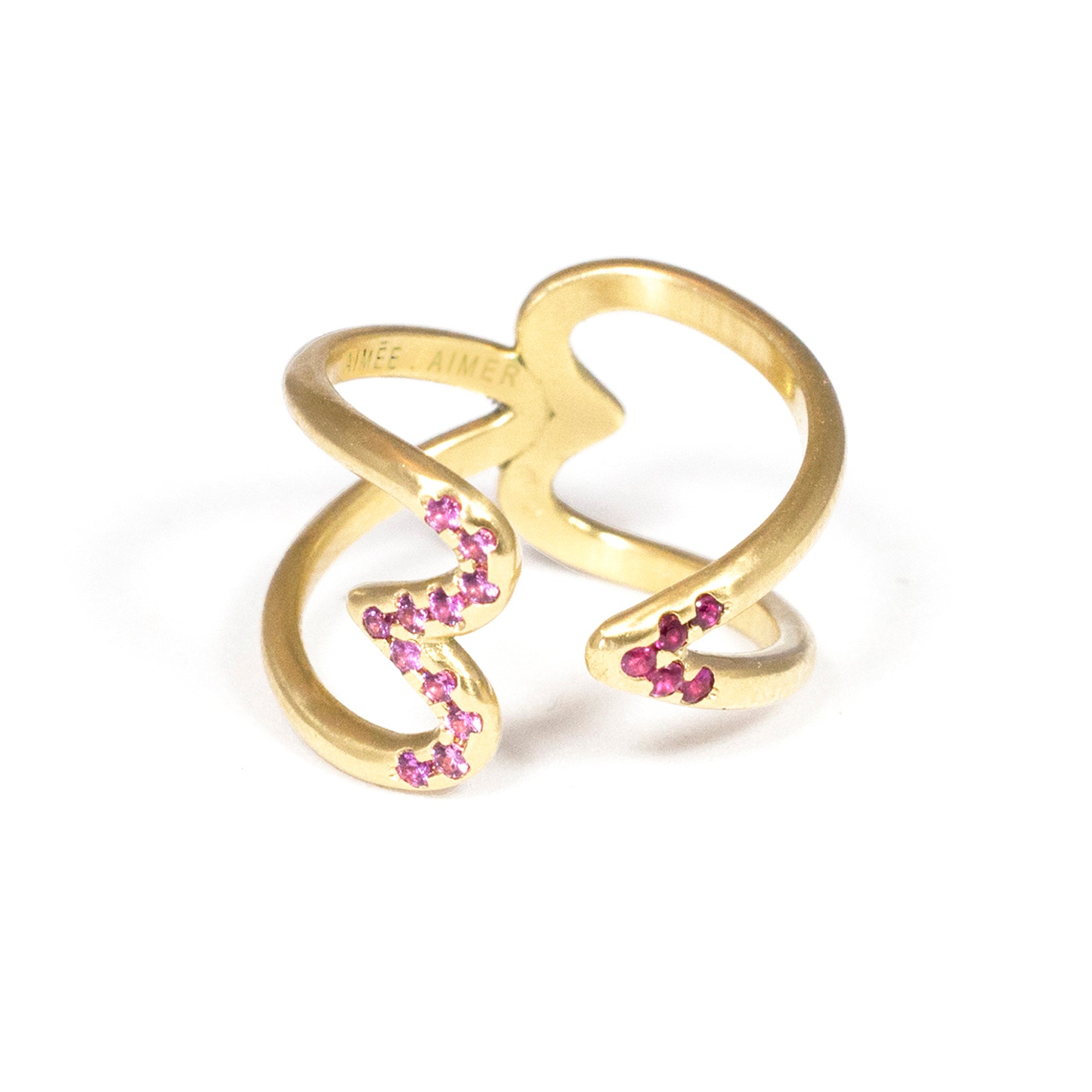 Aimée Aimer Crush Bague or jaune rubis saphirs taille 52