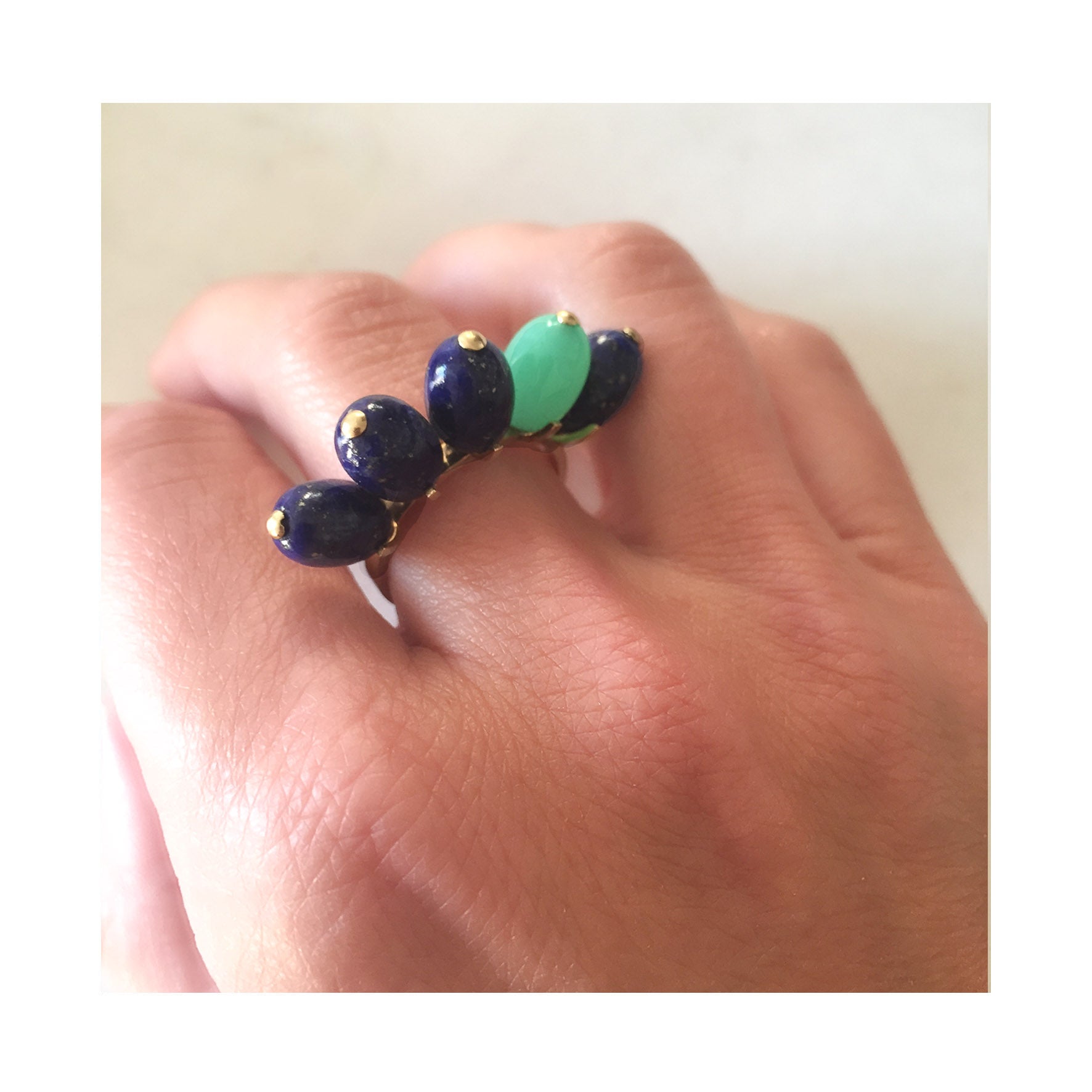 Aimée Aimer Tiare bague or jaune lapis taille 56