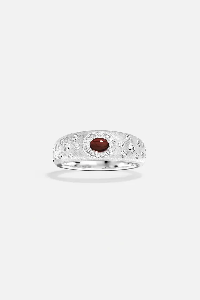 APM Monaco Automne Cabochons bague argentée bordeaux 52
